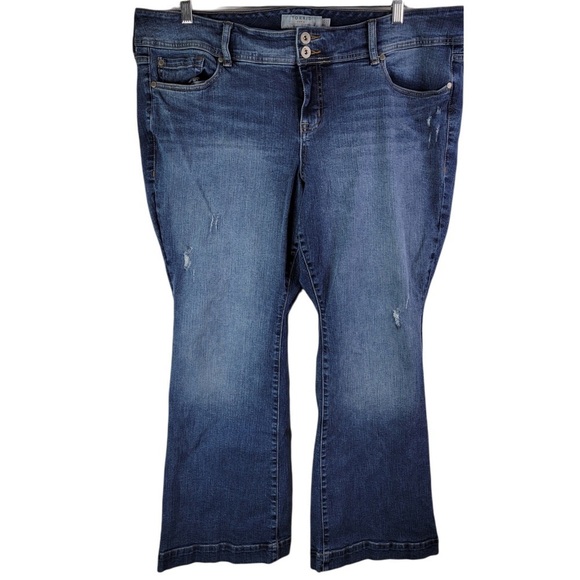 Torrid Button Fly Slim Bootcut Denim Jean Plus Size 22 Short Zip Fly Stretch - Picture 2 of 7